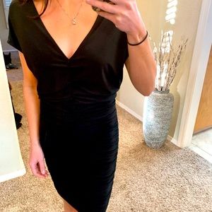 Black fitted knee length dress